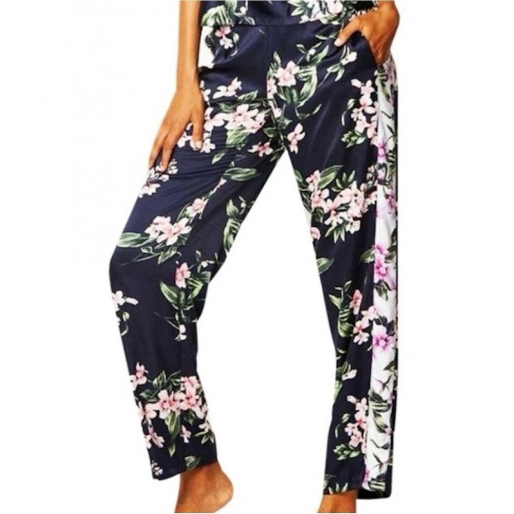 Victorias Secret Women's Lounge Pants Satin Floral Pajama Set Sz L